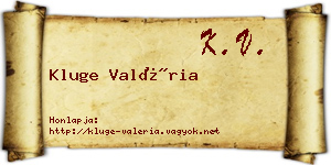 Kluge Valéria névjegykártya